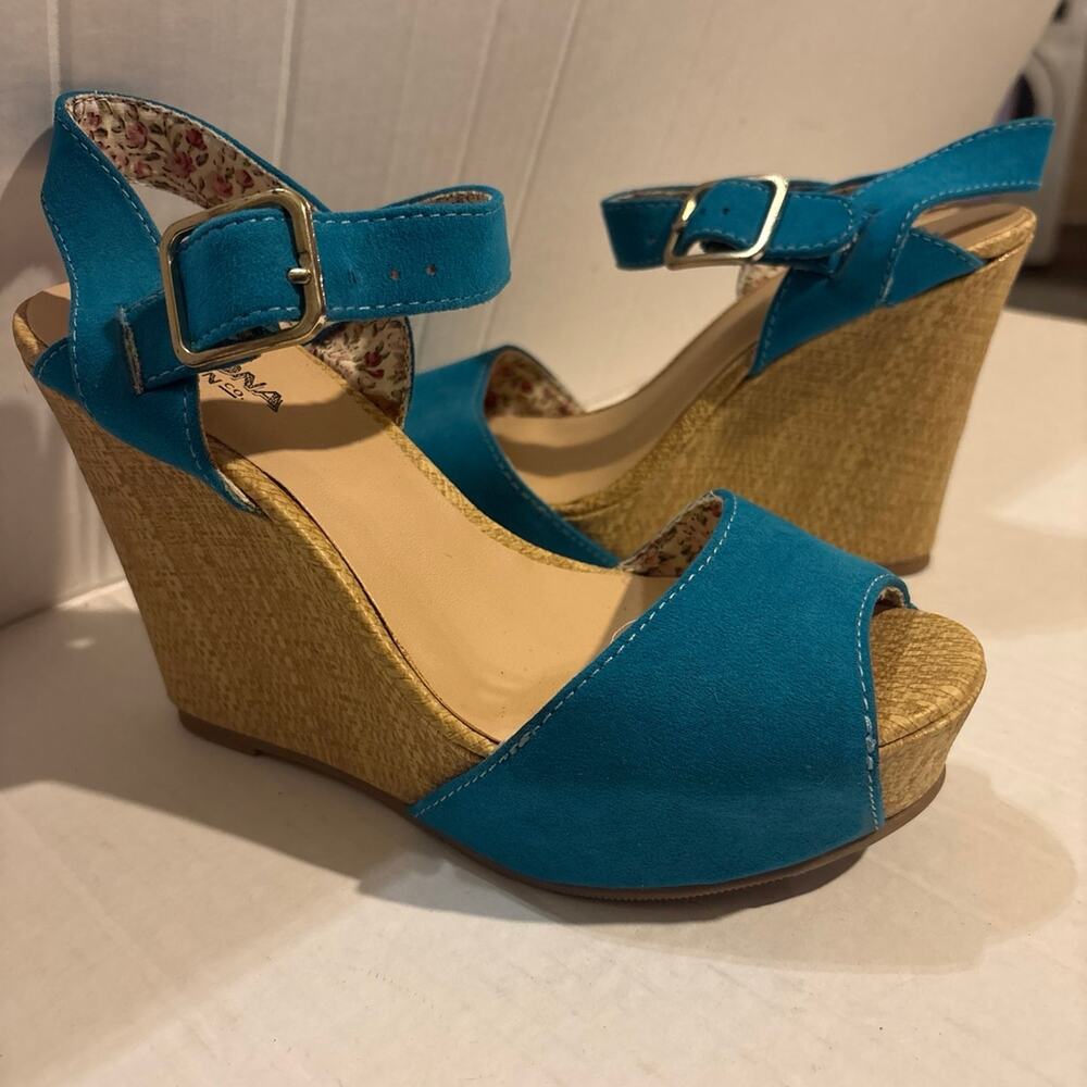 Women’s Ladies Teens Turquoise Arizona Jean Wedge Sandals Size 6M